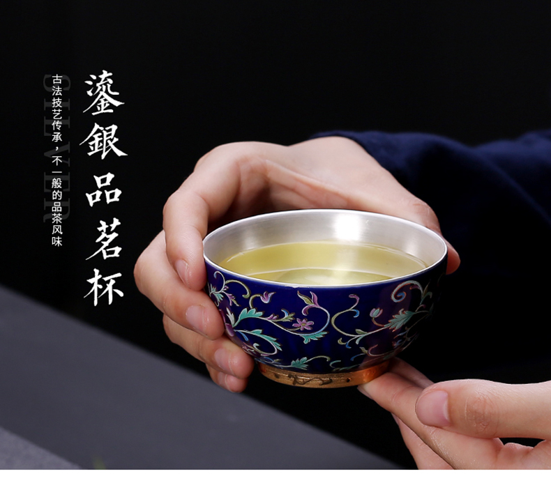 Ceramic sample tea cup masters cup silver cup silver cup 999 authentic wu manual bladder coppering. As silver bowl with light