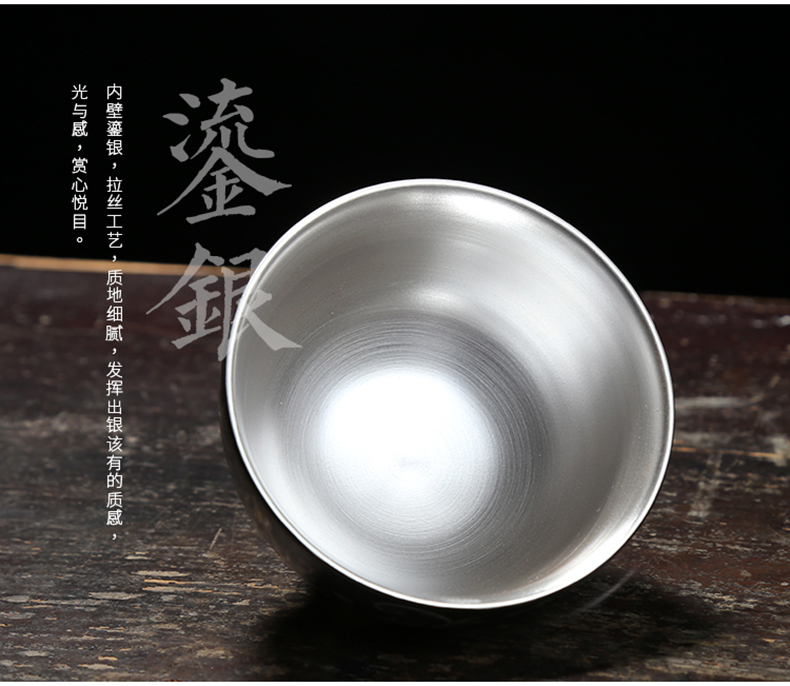 Ceramic sample tea cup masters cup silver cup silver cup 999 authentic wu manual bladder coppering. As silver bowl with light