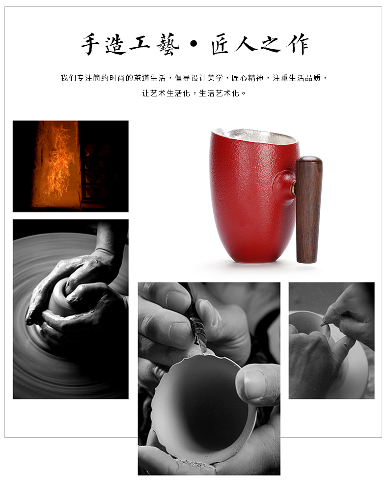 Kung fu tea accessories points tea ware ceramic fair silver cup 999 silver checking coppering. As) suits for