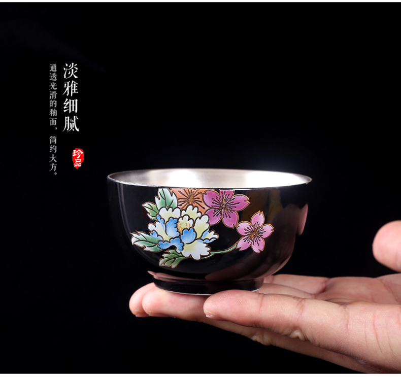 Creative ceramic sample tea cup silver cup silver 999 authentic kung fu tea bowl is tasted silver gilding master single cup by hand