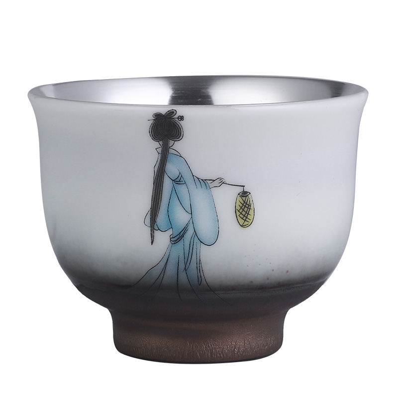 Four big beautiful women sample tea cup set ceramic coppering. As silver tea cup, master cup single CPU female male special tea cups