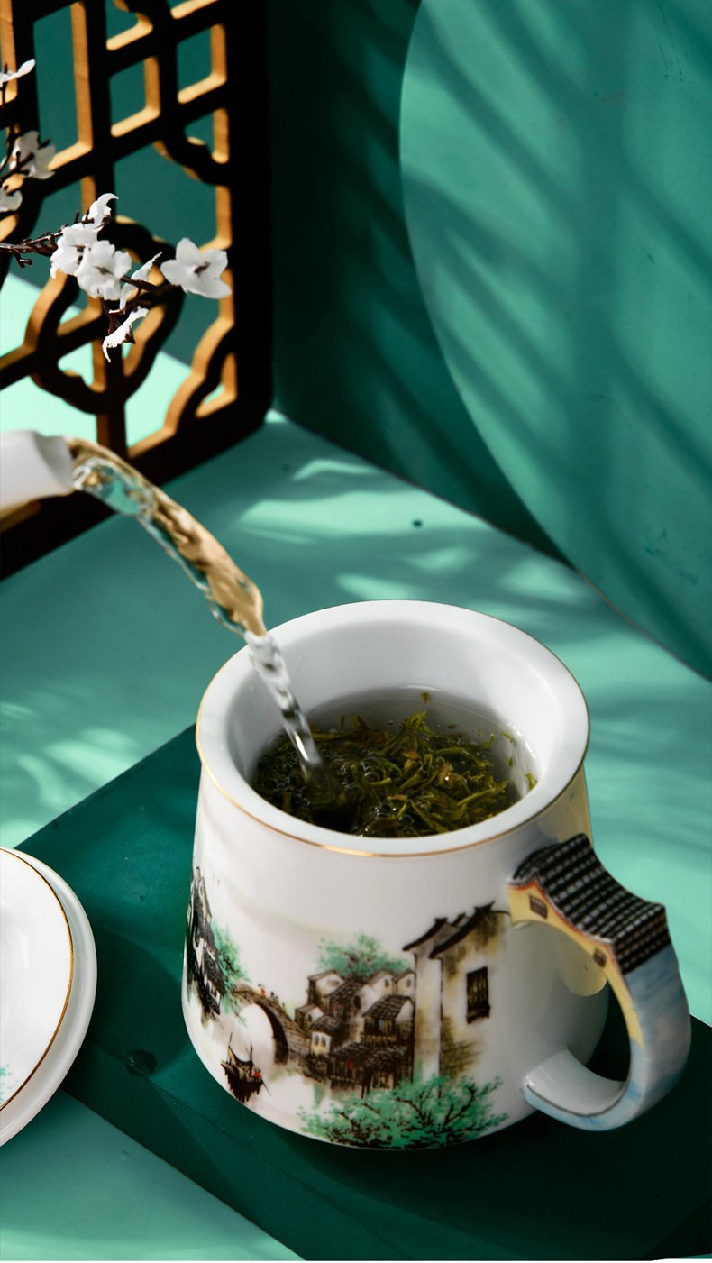 Separation of jingdezhen colored enamel cup tea tea cup home office tea personal special tea cups