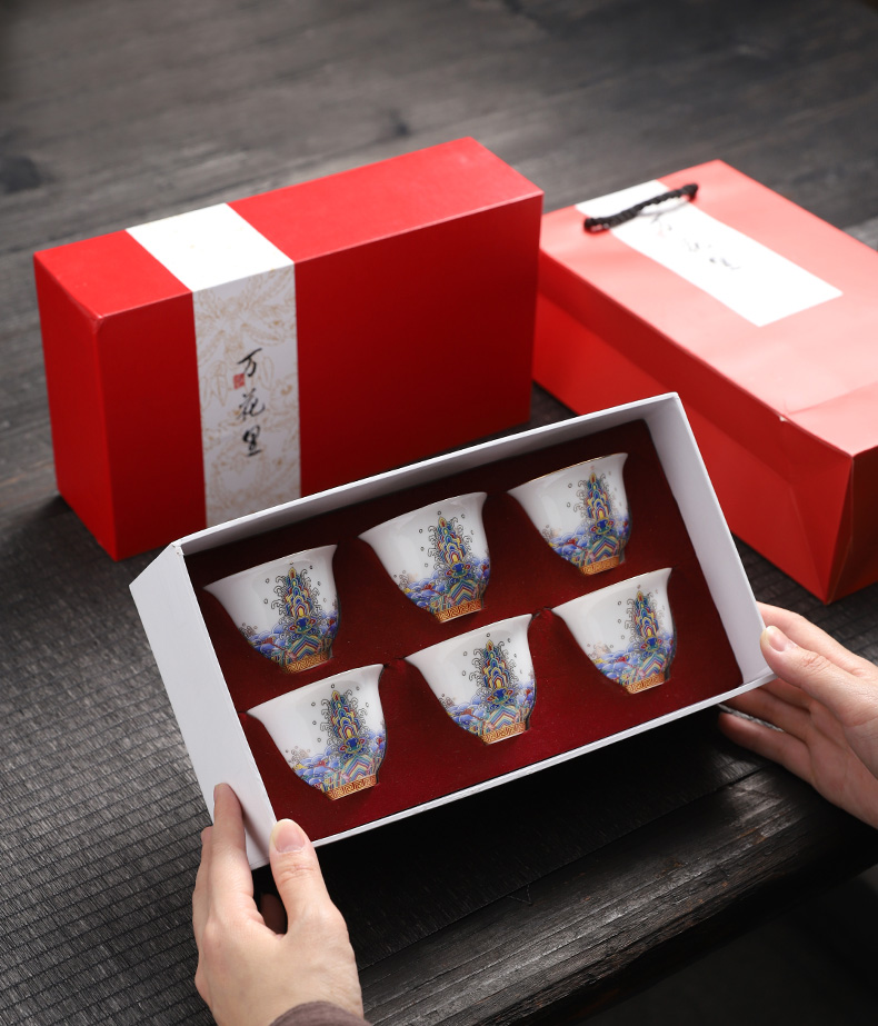 Jingdezhen porcelain ceramic kung fu noggin suit household ms male master cup perfectly playable cup sample tea cup gift box
