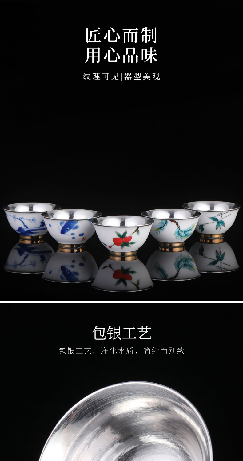 Ms high - end ceramic hand - made teacup male noggin wen xiang sample tea cup wrap large blue and white master cup cup single CPU