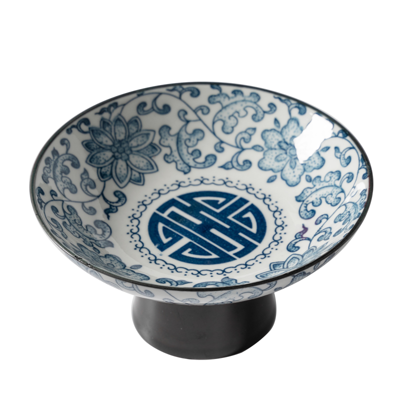 Key-2 Luxury light blue and white porcelain tea table high tea tray web celebrity fruit bowl sitting room home dessert snacks GongPan for plate