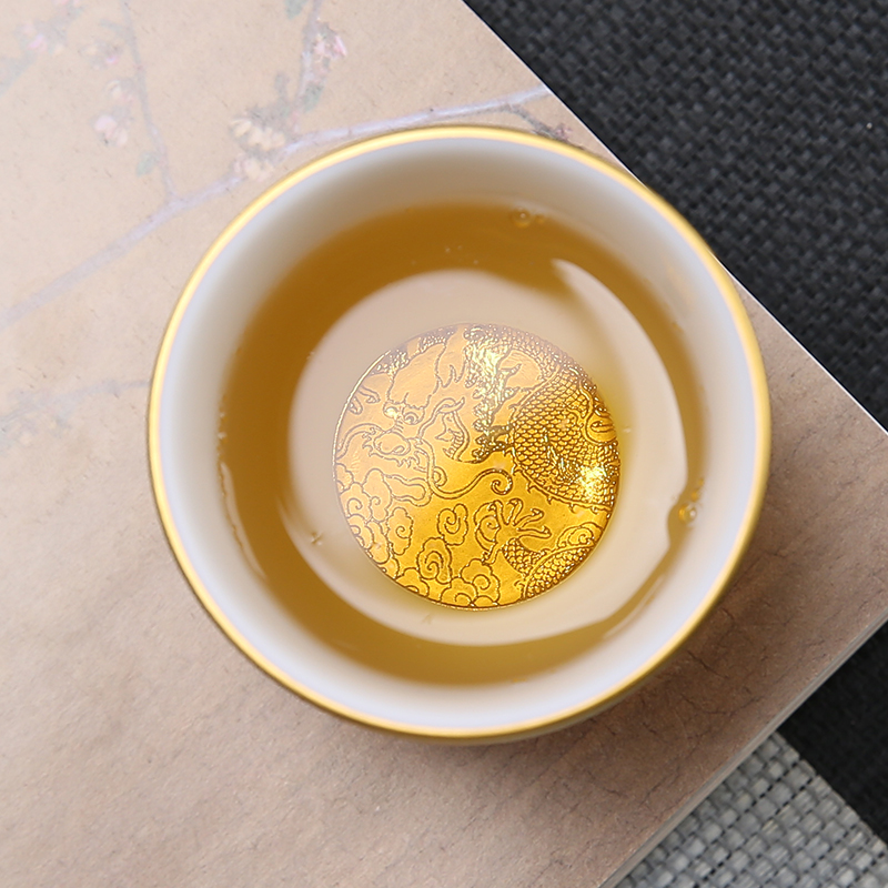 Creative ceramic gold cup kung fu tea tea service master cup pure manual gold sample tea cup tea cup, bowl