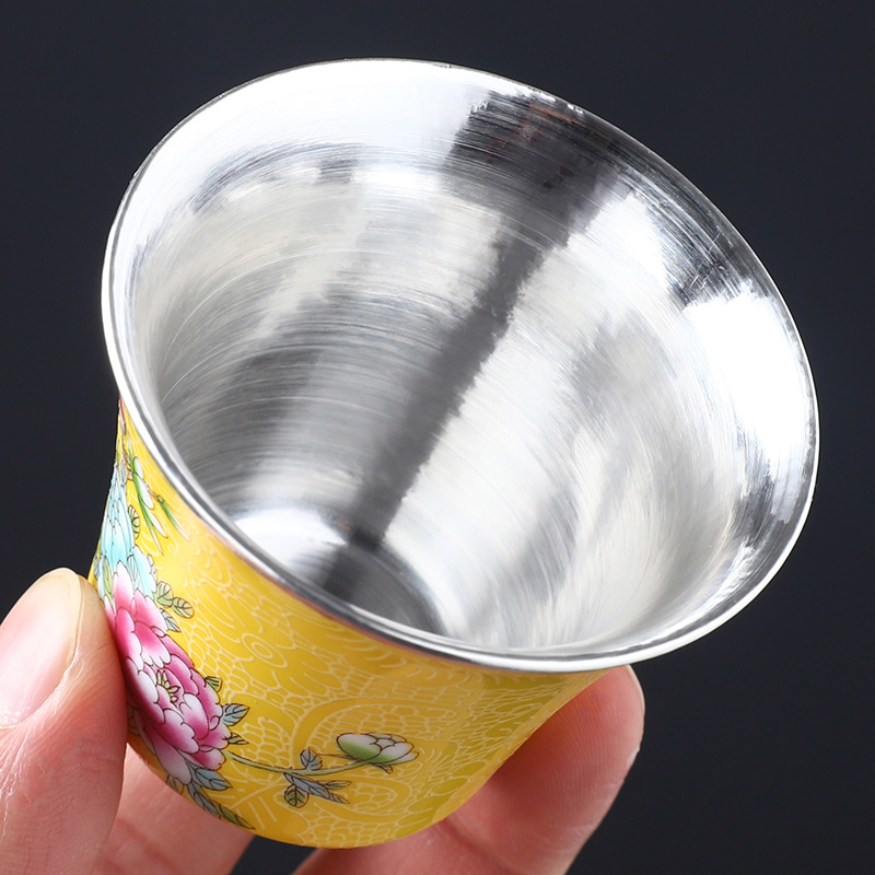Jingdezhen silvering cup 999 sterling silver colored enamel cup edible masters cup sample tea cup silver cups only