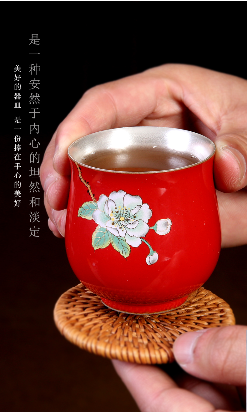 Jingdezhen silver cup silver kung fu tea tea master cup single cup large sample tea cup tea cup customization