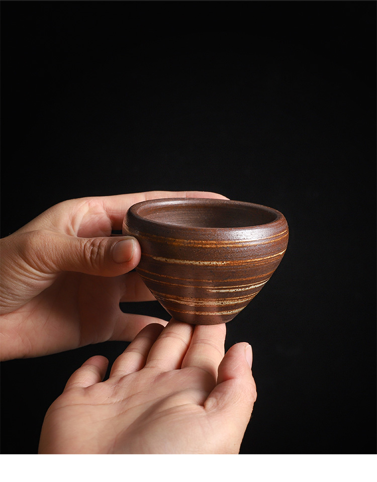 Vintage old ceramic cups firewood coarse pottery teacup personal special masters cup kunfu tea light sample tea cup single CPU