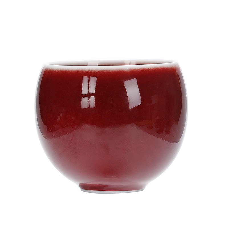 Jingdezhen ruby red glaze masters cup checking ceramic cups with silver kung fu tea set sample tea cup silver cup