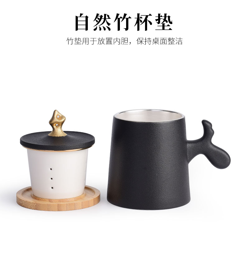 Northern wind ceramic separation office 999 sterling silver cup men 's and women' s silver cup tea tea custom filtering cup