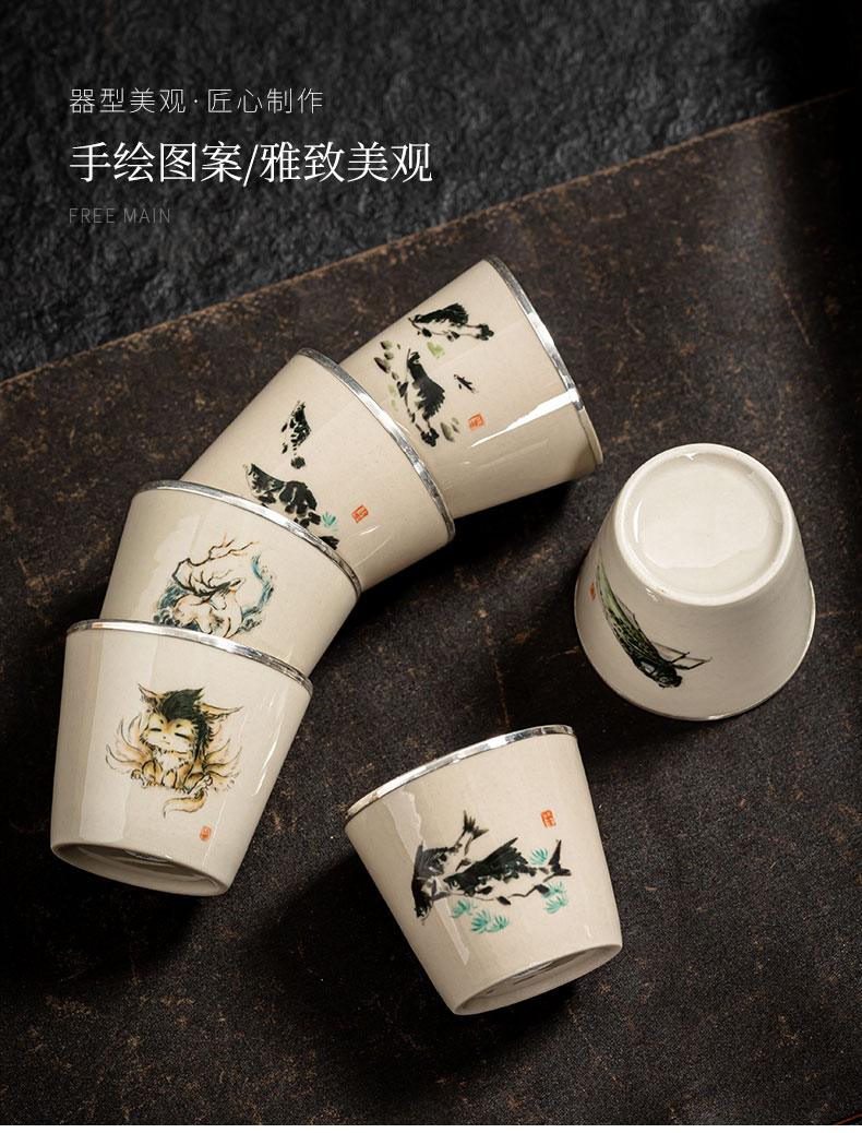 Jingdezhen coarse pottery hand - made teacup full porcelain silvering cup noggin single individual special masters cup sample tea cup