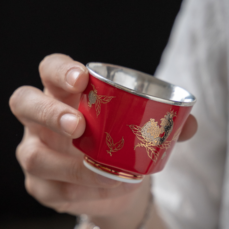Ceramic silvering sterling silver 999 cups of tea tea set home, master CPU single cup gift of female male sample tea cup