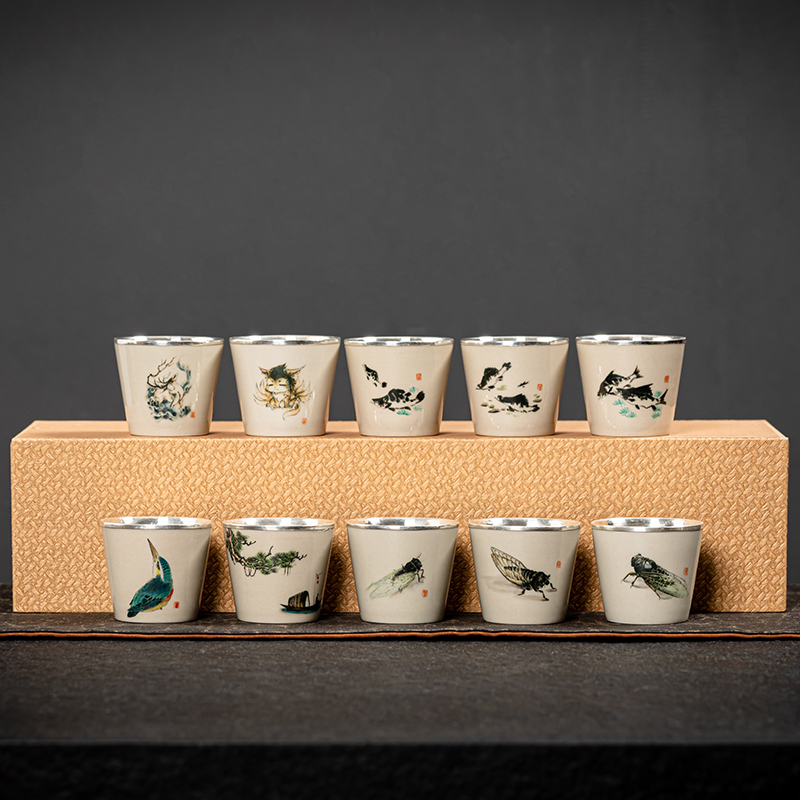 Jingdezhen coarse pottery hand - made teacup full porcelain silvering cup noggin single individual special masters cup sample tea cup