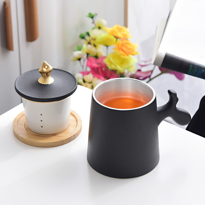 Northern wind ceramic separation office 999 sterling silver cup men 's and women' s silver cup tea tea custom filtering cup