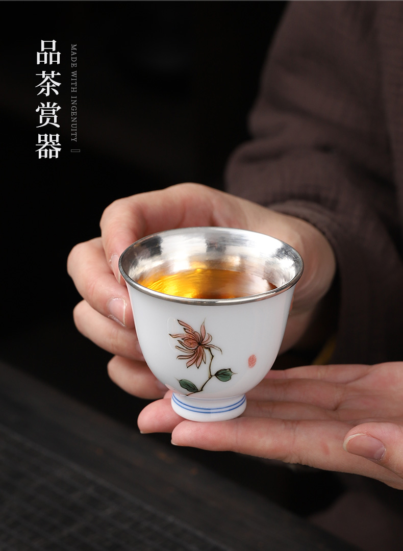 Jingdezhen silvering tea cup silver 999 your up, masters cup bowl male individual special lady small tea cups