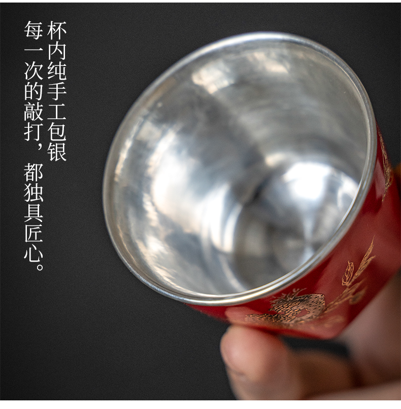 Ceramic silvering sterling silver 999 cups of tea tea set home, master CPU single cup gift of female male sample tea cup