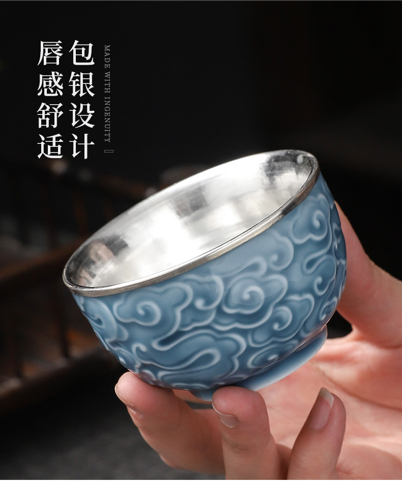 Jingdezhen silvering tea cup silver 999 your up, masters cup bowl male individual special lady small tea cups