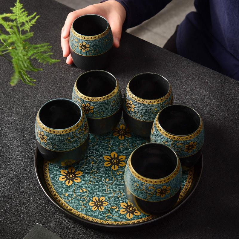 Office with glass ceramic cup large cup contracted sitting room glass suit household family pack of water glass