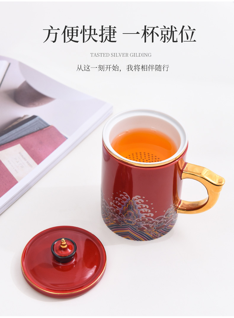 Tea cup Tea cups separation office men and women glass ceramic filter cups with cover keller large capacity