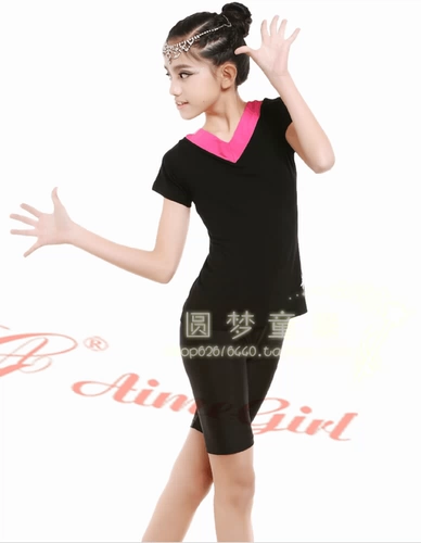 Летняя детская черная спортивная одежда подходит для мужчин и женщин, танцующий комплект, V-образный вырез, в обтяжку