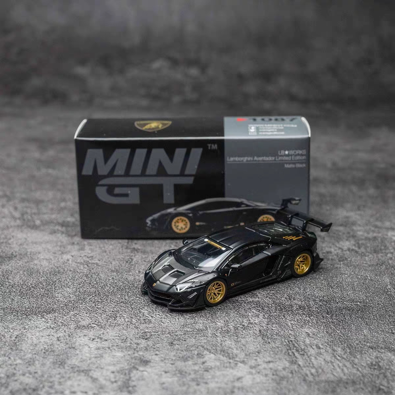In Stock Minigt 1:64 lb Lamborghini Aventador Matte Black Gold Big-Name Brand Car Model 1087