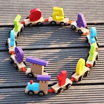 Childrens toy car baby intelligence development wooden boys and girls children Digital small train assembly building blocks