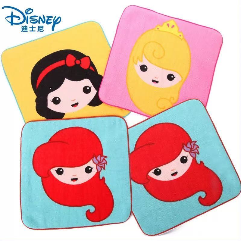 Disney Pure Cotton Gauze Kidsren's Face Towel Baby Soft Kids Towel Handkerchief Cartoon Cotton Square Towel 25*25
