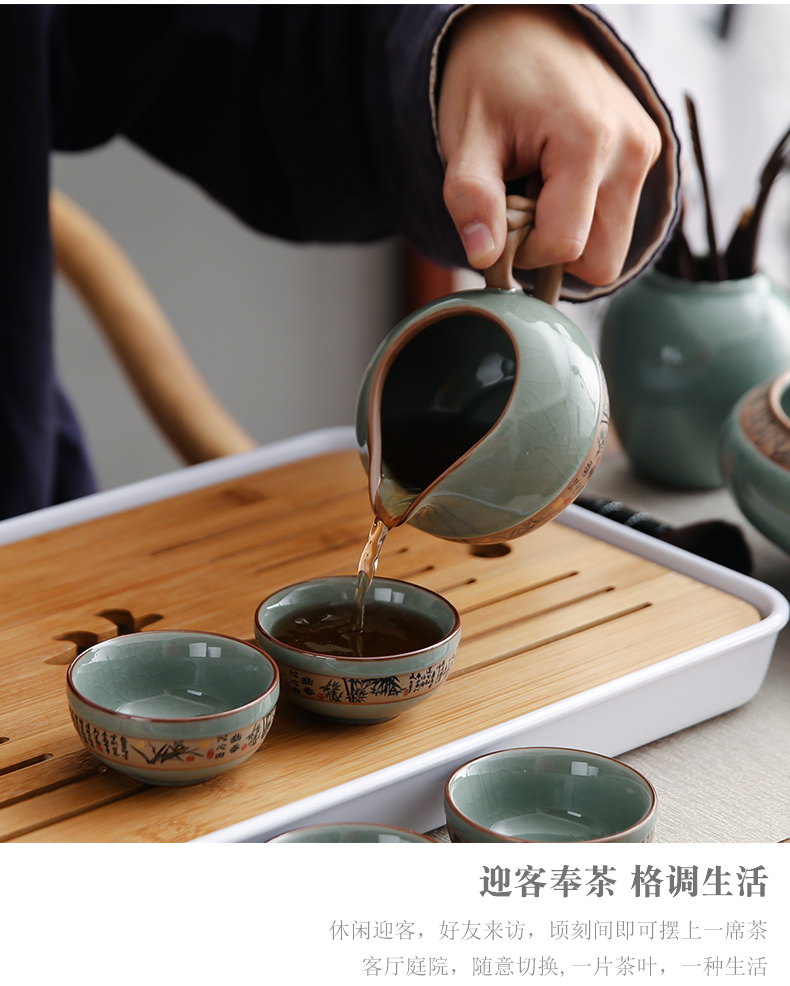 Bo yao, the elder brother of the Japanese tea set ceramic up open a piece of ice crack glaze retro household contracted your up of a complete set of tea cups