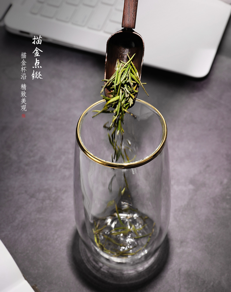 Bo yao big snow mountain cups of green tea a cup of hot tea cup double deck glass cup master cup cup