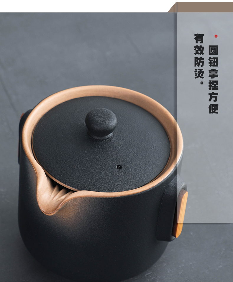 Bo yiu-chee Japanese coarse pottery kung fu tea set suit household contracted teapot teacup gift of a complete set of tea set gift boxes