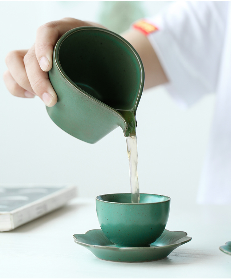 Bo yiu-chee Japanese checking coarse pottery kung fu tea set girder teapot lid bowl tea tray was dry terms cups dish tray