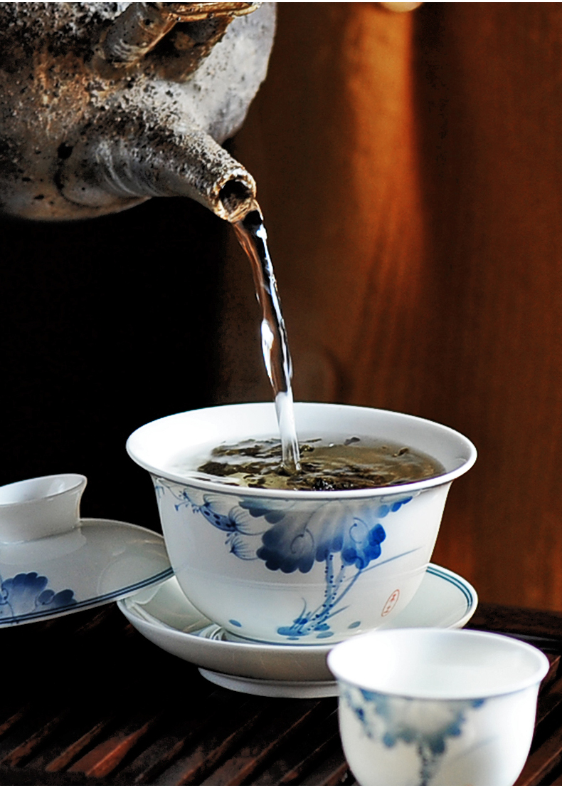 Bo yiu-chee kung fu tea set of a complete set of household porcelain jingdezhen small set of hand - made of ceramic teapot teacup tea sea