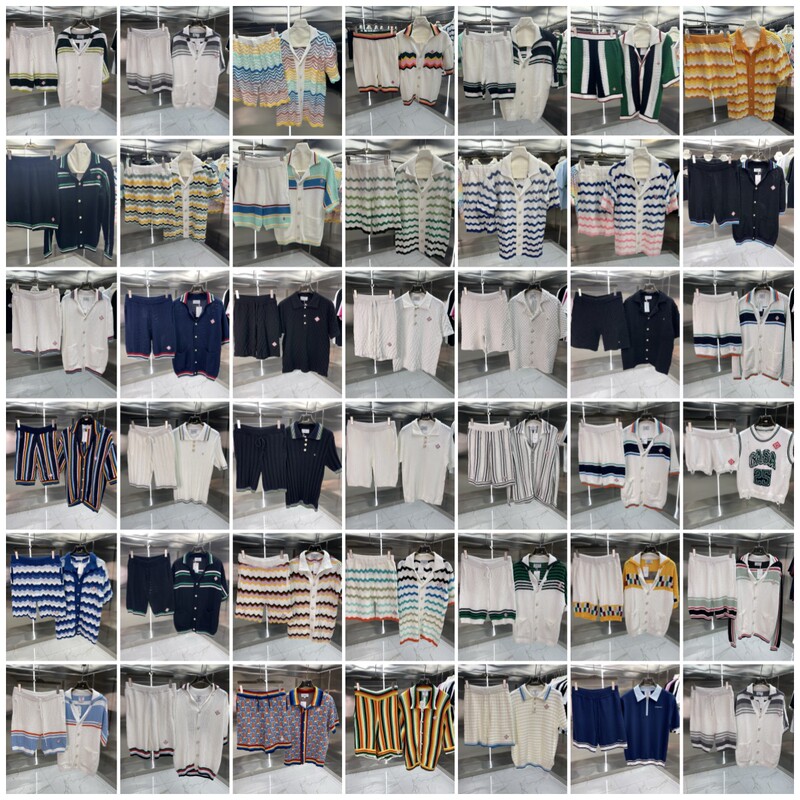 Casablanca Tennis Club American Trendy High Street Fashion Casual Cardigan Short-Sleeved Shorts Fashionable Knitted Suit