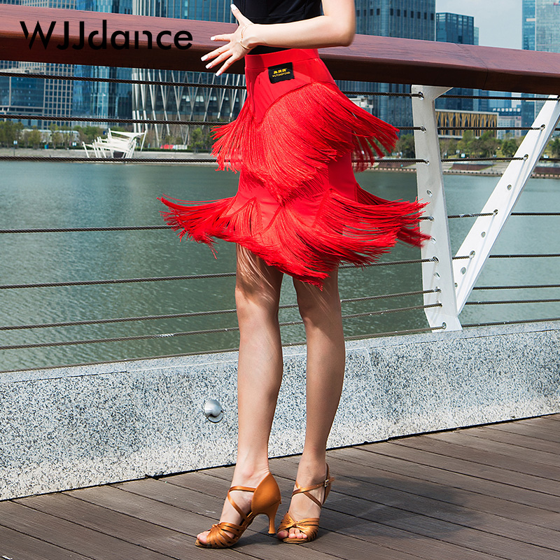 WJJdance Latin Dance Stream su half body dress female adult 2022 new national standard practice Skirt Dance Dress Professional