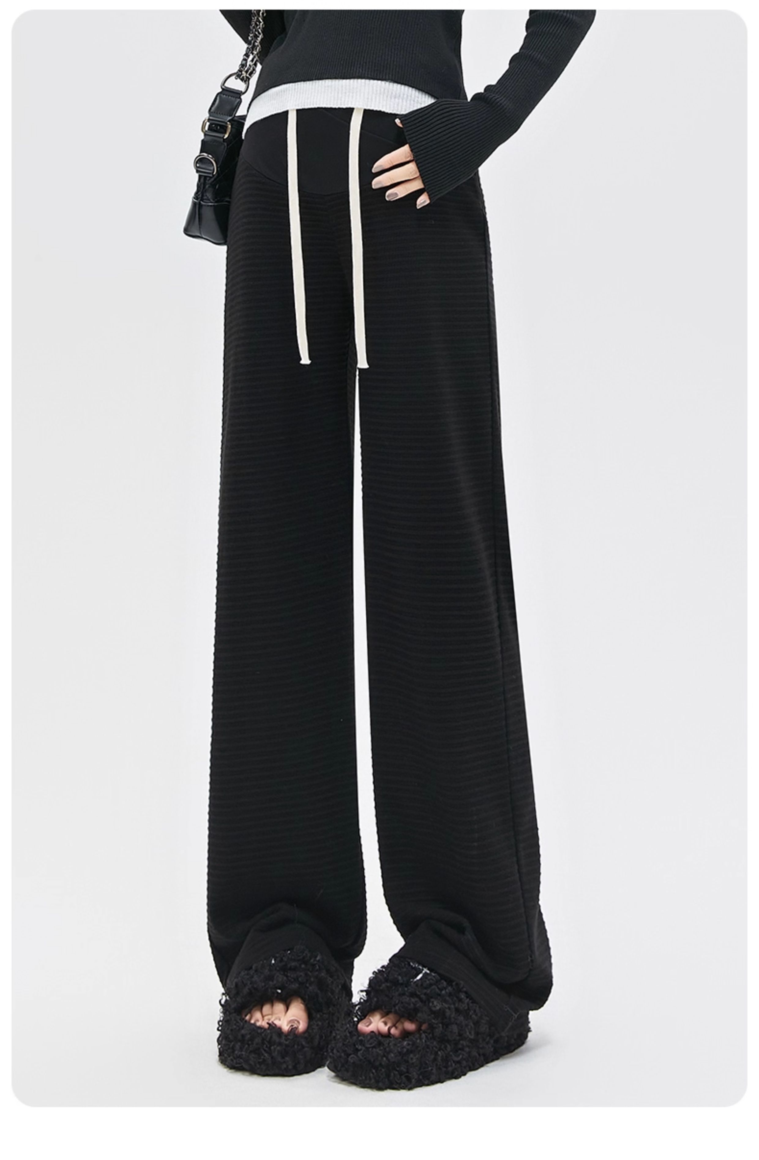 Maternity Pants for Spring and Autumn, Knitted Casual Wide-Leg Pants for Spring and Summer, Low-Waist Drawstring Long Pants, Early Autumn Straight-Leg — 18