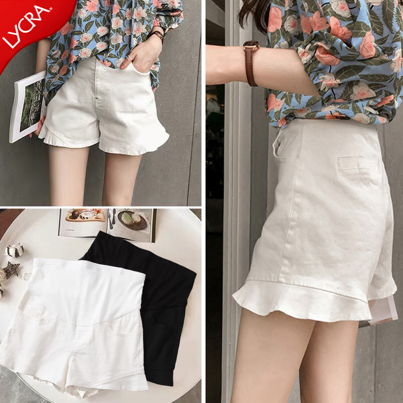 Pregnant women's shorts pants summer fashion style outside wear trendy mom ruffled wide-leg pants leggings spring and summer thin section summer dress