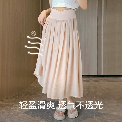 Летняя тонкая юбка в складку, летняя одежда для беременных, большой размер