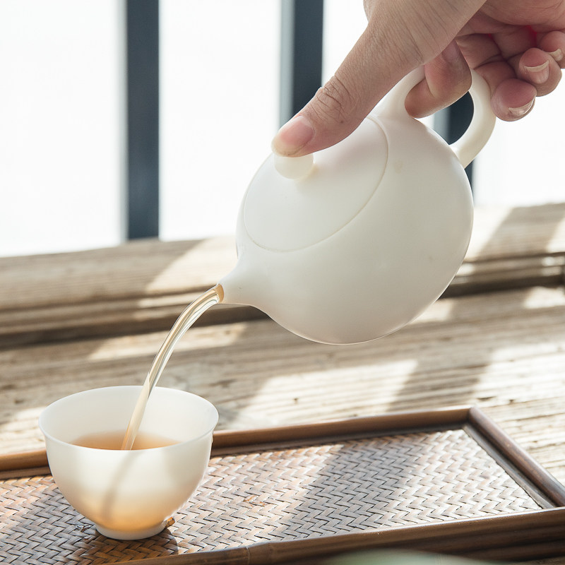 Defied White Porcelain Pure Handmade Western Isch Pot Goat Grease Jade Home Ceramic Vegetarian Fever Kongfu Tea Single Pot Tea Maker Small Teapot