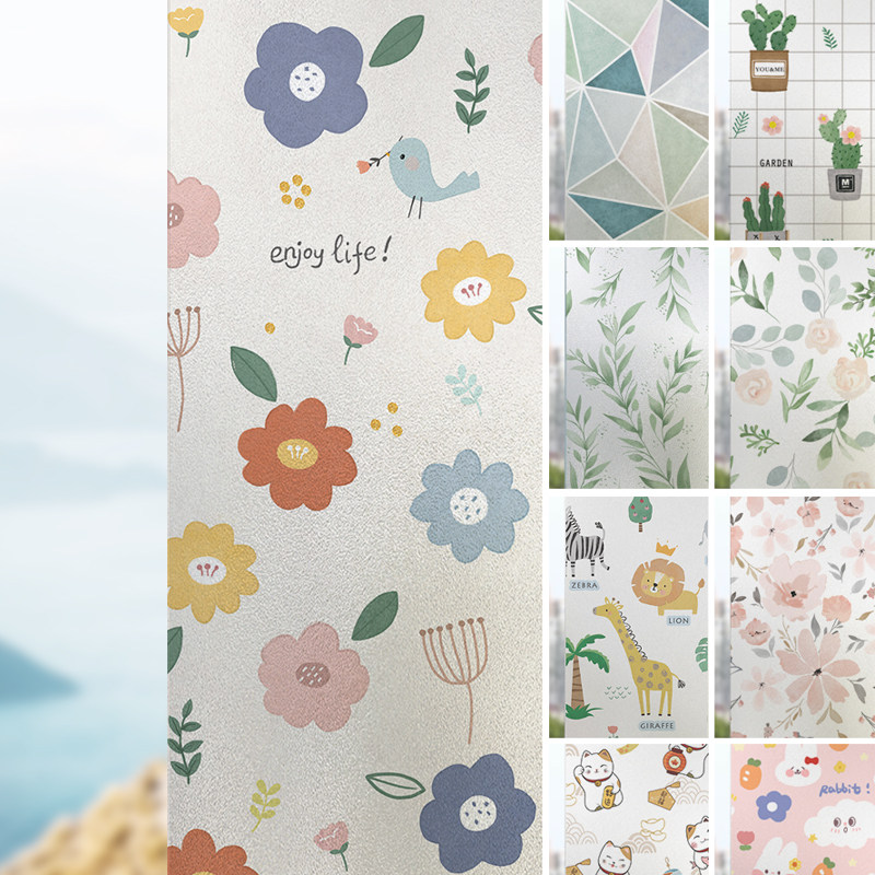 Wardrobe Mirror Sticker Shelter Opaque Bedroom Window Glass Sticker Shading Sunscreen Cling window Flower paper-Taobao