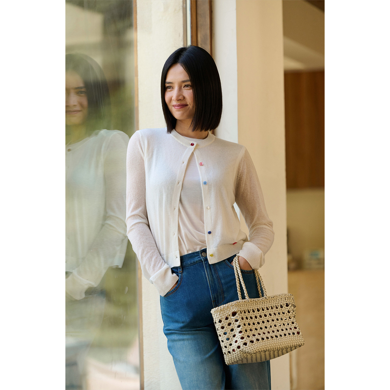 Amandax "Southern French Holiday" 50-Count Worsted Wool Cashmere Feather-Feel Knit Cardigan Amandax "Southern French Holiday" 50-Count Worsted Wool Cashmere Feather-Feel Knit Cardigan