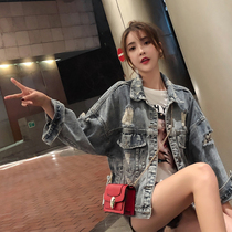  Sandro Moscoloni popular perforated denim jacket Korean spring and Autumn thin long-sleeved all-match top jacket