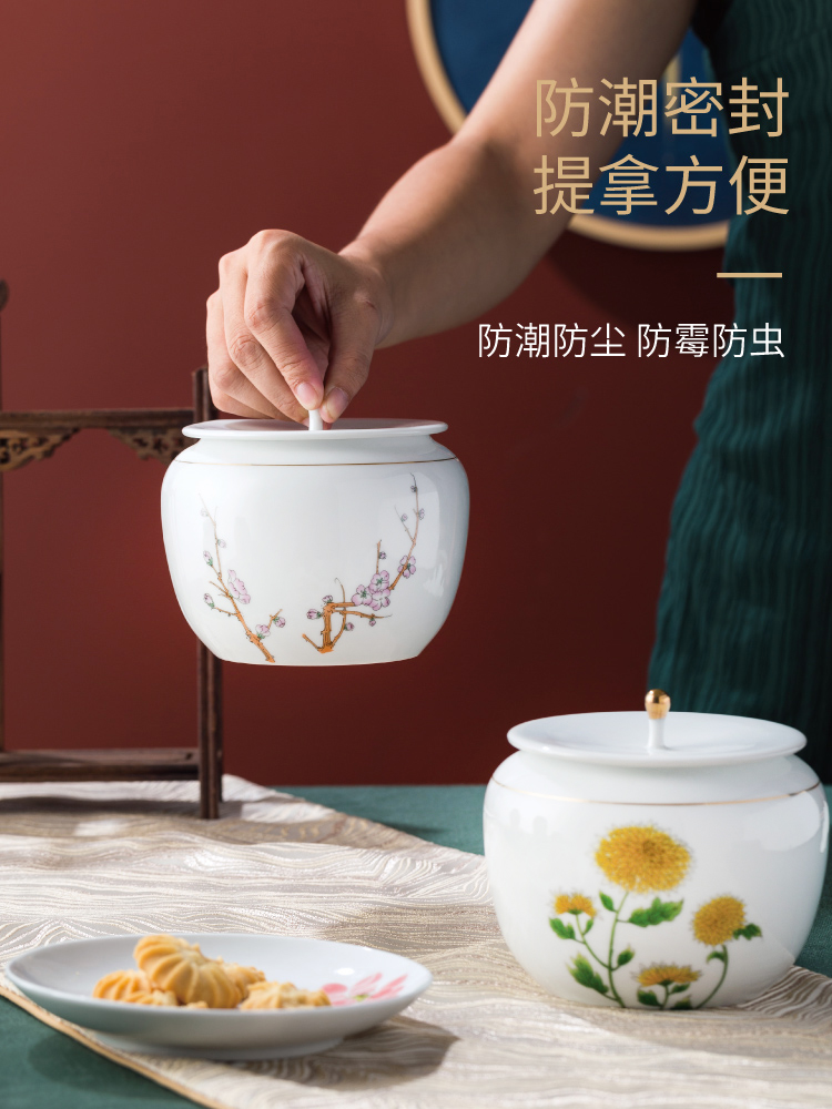 Developing wind pu - erh tea storage POTS half jins of pottery and porcelain tea pot a large household tea cake seal pot moistureproof package mail