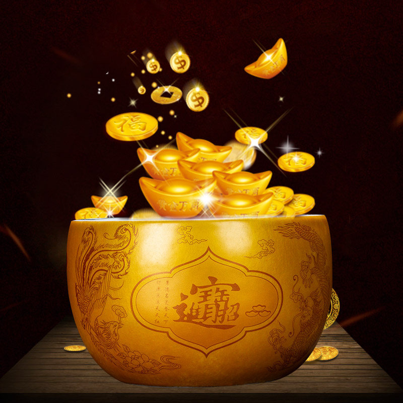 Jingdezhen ceramic enamel color cornucopia ornaments Chinese-style living room office porch lucky feng shui decoration craftsmanship