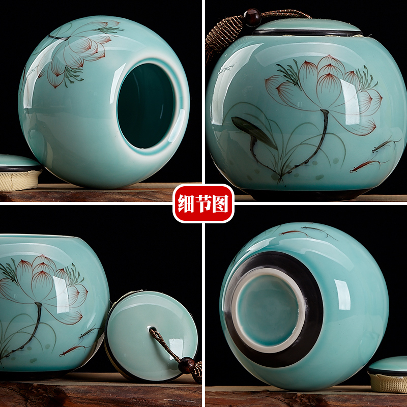 Jingdezhen hand - made ceramics tea, green tea caddy fixings seal pot wake tea POTS with small Chinese wind