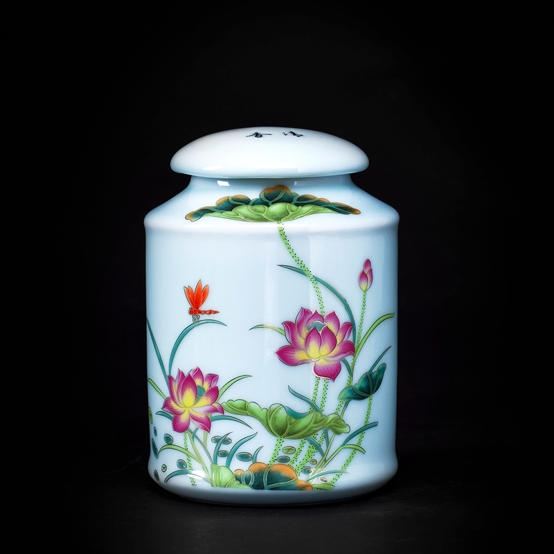 Jingdezhen ceramic household caddy fixings creative move grain storage jar jar Chinese sitting room adornment is placed