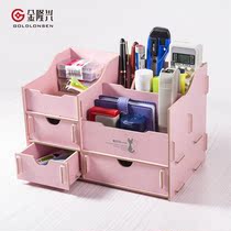 DIY desktop containing box office pen holder wood creative multifunctional drawer remote control cosmetic first decoration case D91
