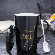 twelve Constellation Creative Personality Cup ceramic Mark cup with cover spoon Home drinking water cup office tea lovers