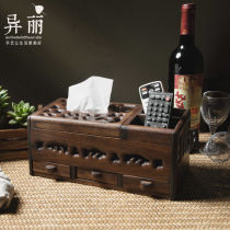 Home Solid Wood Paper Towels Box Multifunction Home Draw Paper Box Living Room Desktop Chinese Draw Paper Box Desktop Creative Paper Pumping