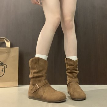 Retro Birkenstock Short Boots for Women 2025 Autum New Brown Western Cowboy Boots Slimming Push Boots Boots